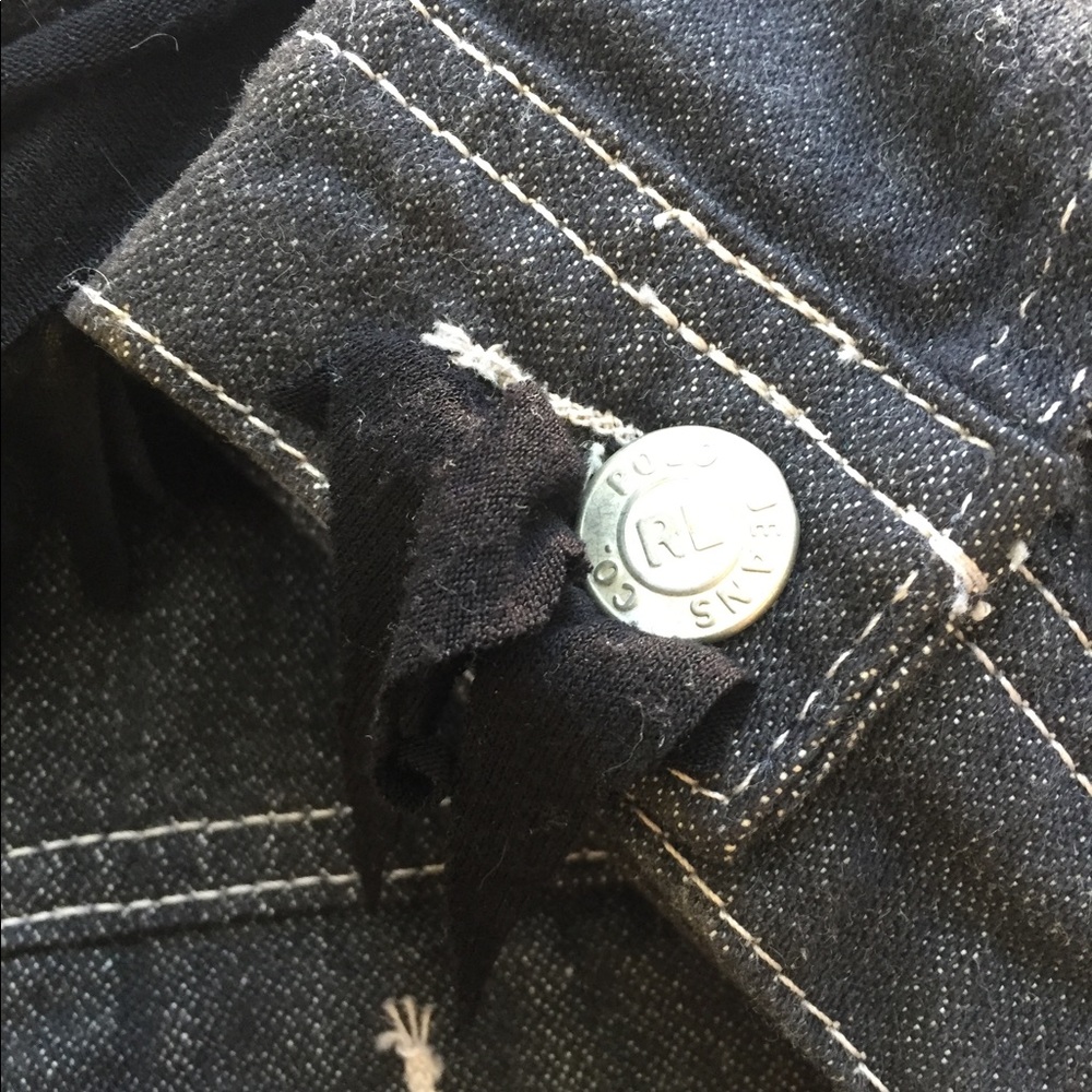 Kreativekristen wolf embellished black  vintage gray denim jacket  HP26x6 - Picture 9 of 16